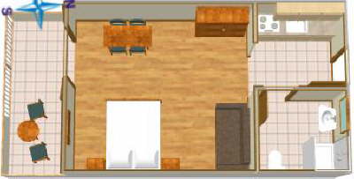 Apartmn 1 (2+1 os.), 1. patro, jih